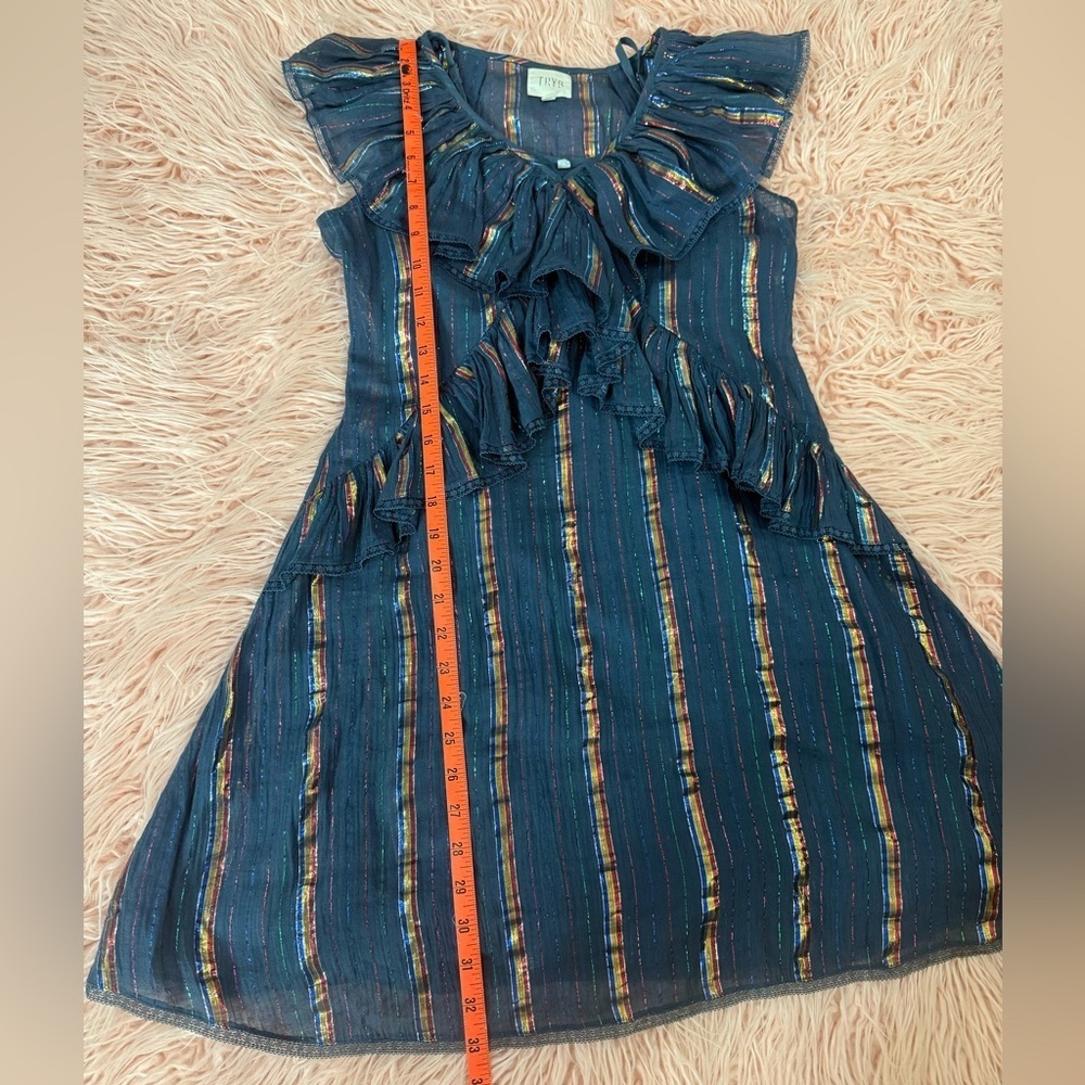 TRYB Metallic Blue Ruffle Dress - Picture 7 of 10